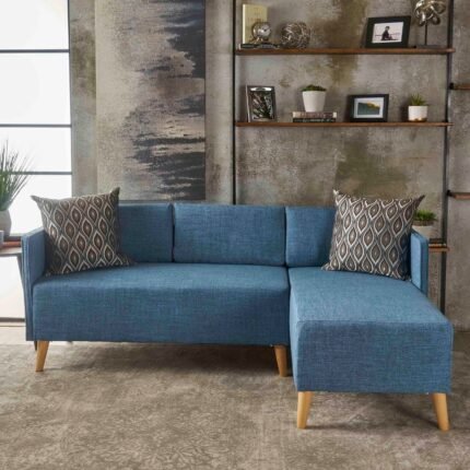 Mid-century Modern Fabric Chaise Sectional Sofa