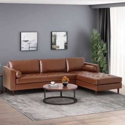 Contemporary Tufted Upholstered Chaise Sectional Sofa
