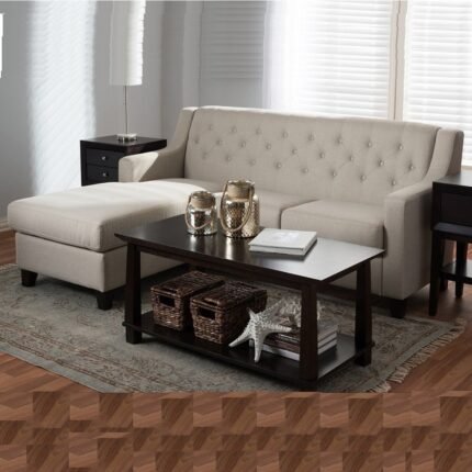 Fabric-Upholstered Tufted 2-Piece Sectional Sofa