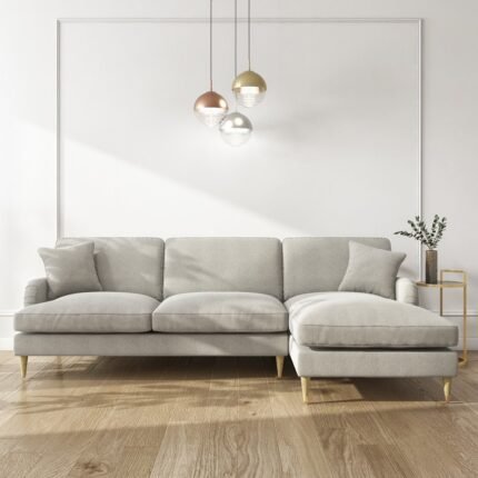 L Shaped Sofa in Velvet Right Hand Facing