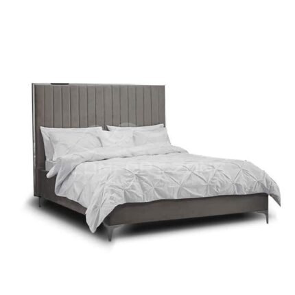 Bed Frame with Mirrored Headboard Trim