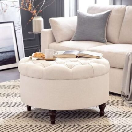 Tufted Round Storage Ottoman