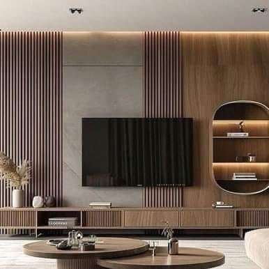 Wooden wall TV unit