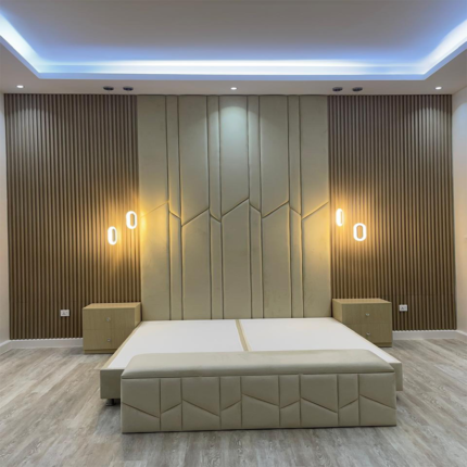 The Geometric Vertical Panel Upholstered Bed